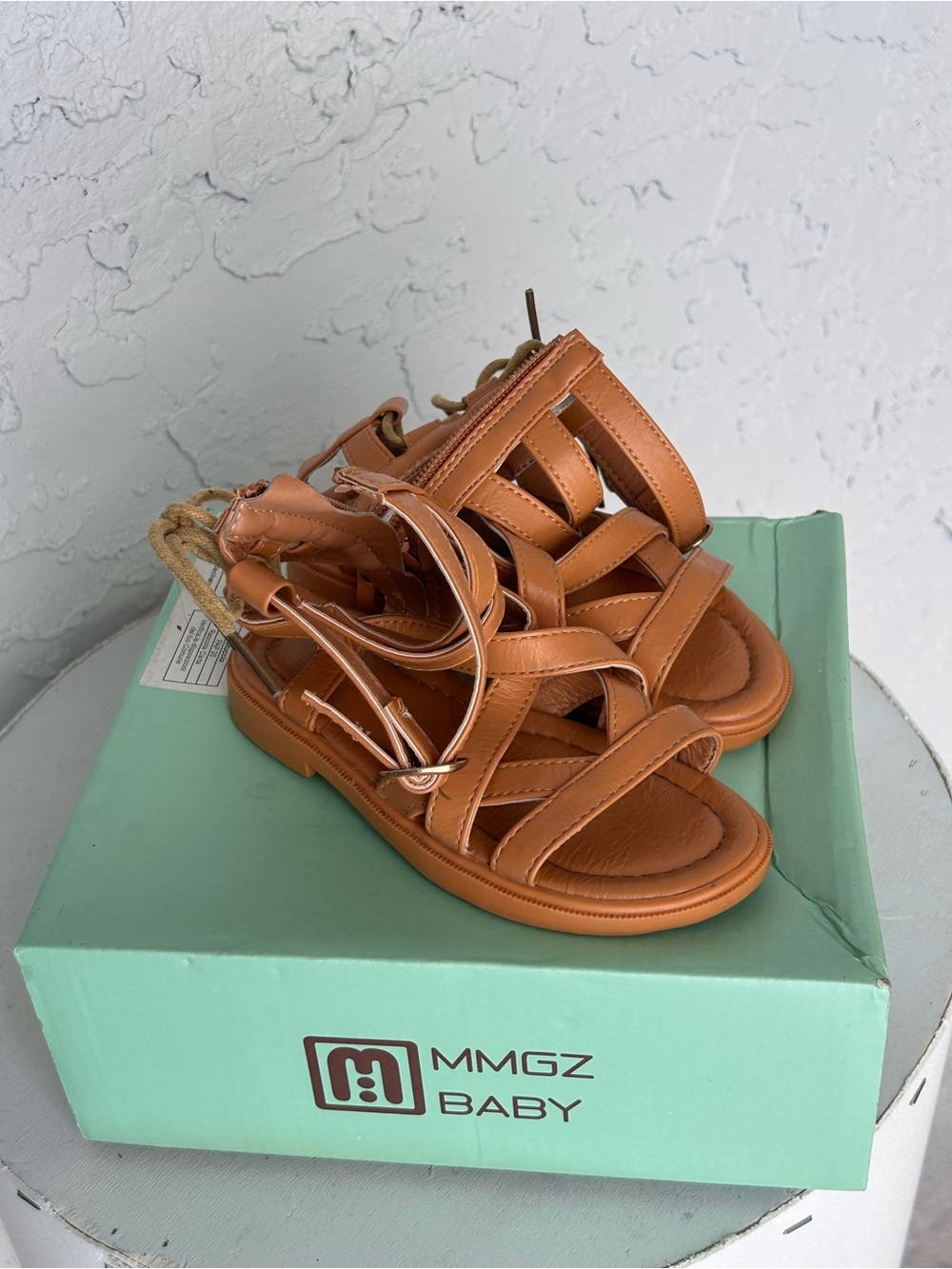 SHEIN Kids Brown Tan Strappy Gladiator Sandals